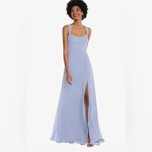 CONTOURED WIDE STRAP SWEETHEART MAXI DRESS IN SKY BLUE